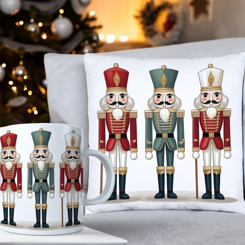 ŚWIĄTECZNY KOMPLET PODUSZKA 40x40 I KUBEK NA ŚWIĘTA MIKOŁAJ RENIFER PREZENT