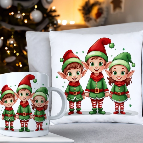 ŚWIĄTECZNY KOMPLET PODUSZKA 40x40 I KUBEK NA ŚWIĘTA MIKOŁAJ RENIFER PREZENT