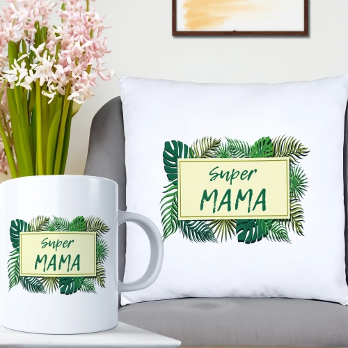 KOMPLET DLA MAMY PODUSZKA 40X40CM + KUBEK 330ml NA PREZENT DZIEŃ MATKI MAMA