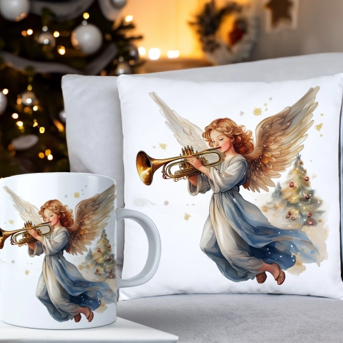 ŚWIĄTECZNY KOMPLET PODUSZKA 40x40 I KUBEK NA ŚWIĘTA MIKOŁAJ RENIFER PREZENT
