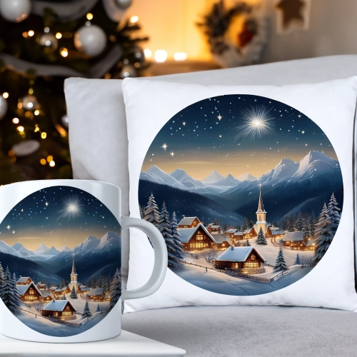 ŚWIĄTECZNY KOMPLET PODUSZKA 40x40 I KUBEK NA ŚWIĘTA MIKOŁAJ RENIFER PREZENT