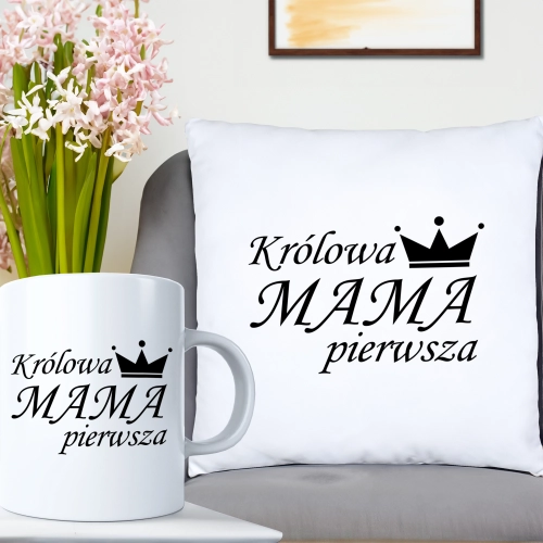 KOMPLET DLA MAMY PODUSZKA 40X40CM + KUBEK 330ml NA PREZENT DZIEŃ MATKI MAMA