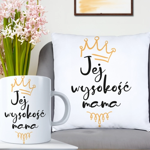 KOMPLET DLA MAMY PODUSZKA 40X40CM + KUBEK 330ml NA PREZENT DZIEŃ MATKI MAMA