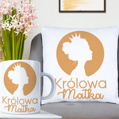 KOMPLET DLA MAMY PODUSZKA 40X40CM + KUBEK 330ml NA PREZENT DZIEŃ MATKI MAMA