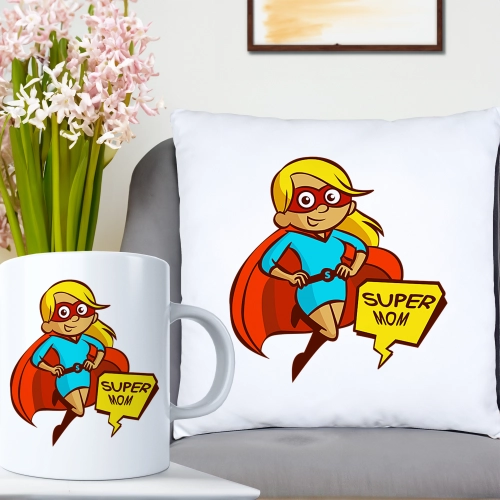 KOMPLET DLA MAMY PODUSZKA 40X40CM + KUBEK 330ml NA PREZENT DZIEŃ MATKI MAMA