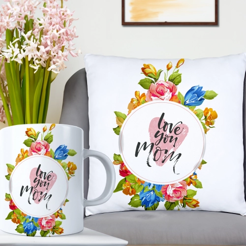 KOMPLET DLA MAMY PODUSZKA 40X40CM + KUBEK 330ml NA PREZENT DZIEŃ MATKI MAMA