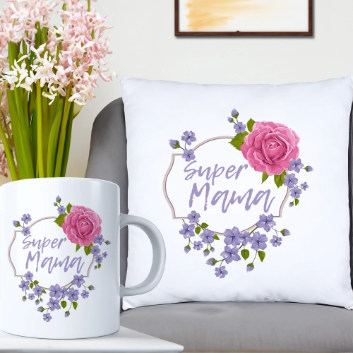 KOMPLET DLA MAMY PODUSZKA 40X40CM + KUBEK 330ml NA PREZENT DZIEŃ MATKI MAMA