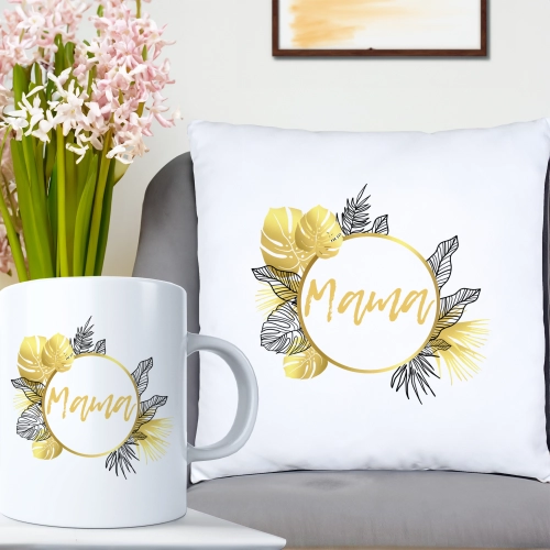 KOMPLET DLA MAMY PODUSZKA 40X40CM + KUBEK 330ml NA PREZENT DZIEŃ MATKI MAMA