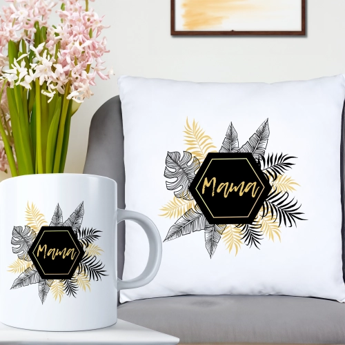 KOMPLET DLA MAMY PODUSZKA 40X40CM + KUBEK 330ml NA PREZENT DZIEŃ MATKI MAMA