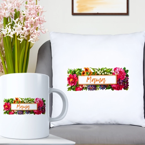 KOMPLET DLA MAMY PODUSZKA 40X40CM + KUBEK 330ml NA PREZENT DZIEŃ MATKI MAMA