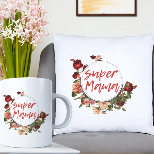 KOMPLET DLA MAMY PODUSZKA 40X40CM + KUBEK 330ml NA PREZENT DZIEŃ MATKI MAMA