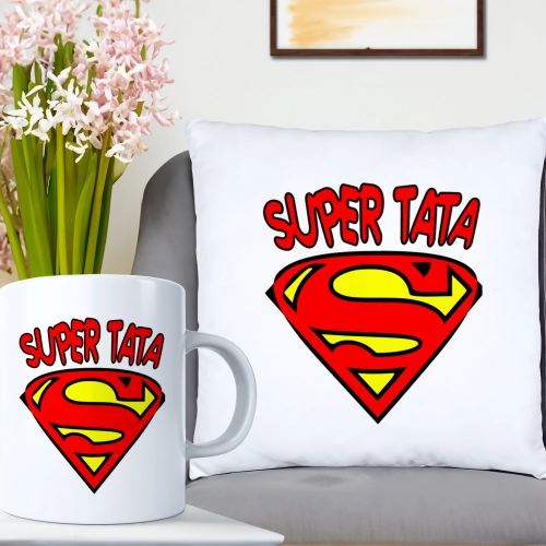 KOMPLET DLA TATY PODUSZKA 40X40CM + KUBEK 330ml NA PREZENT DZIEŃ OJCA TATA