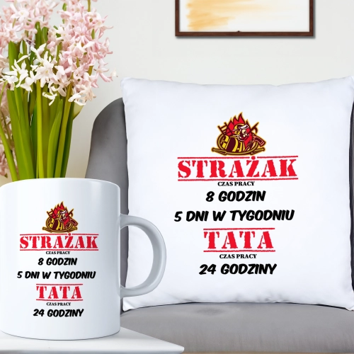 KOMPLET DLA TATY PODUSZKA 40X40CM + KUBEK 330ml NA PREZENT DZIEŃ OJCA TATA