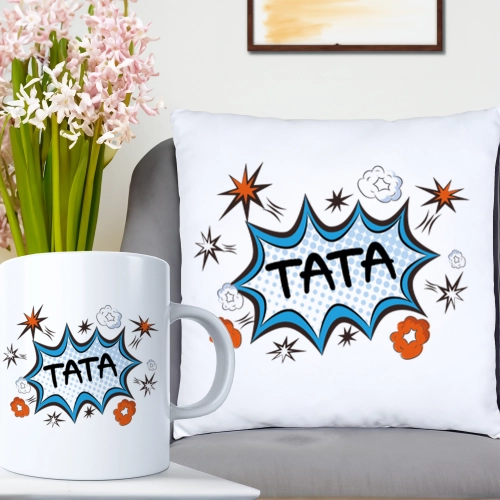 KOMPLET DLA TATY PODUSZKA 40X40CM + KUBEK 330ml NA PREZENT DZIEŃ OJCA TATA