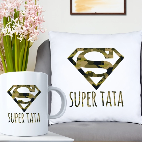 KOMPLET DLA TATY PODUSZKA 40X40CM + KUBEK 330ml NA PREZENT DZIEŃ OJCA TATA
