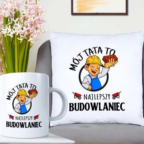 KOMPLET DLA TATY PODUSZKA 40X40CM + KUBEK 330ml NA PREZENT DZIEŃ OJCA TATA
