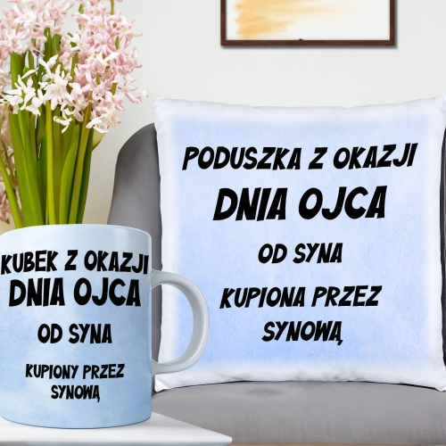 KOMPLET DLA TATY PODUSZKA 40X40CM + KUBEK 330ml NA PREZENT DZIEŃ OJCA TATA