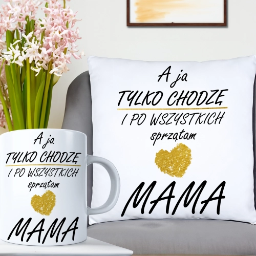 KOMPLET DLA MAMY PODUSZKA 40X40CM + KUBEK 330ml NA PREZENT DZIEŃ MATKI MAMA