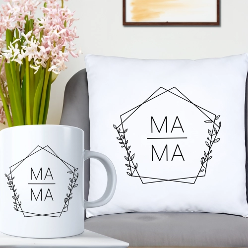 KOMPLET DLA MAMY PODUSZKA 40X40CM + KUBEK 330ml NA PREZENT DZIEŃ MATKI MAMA