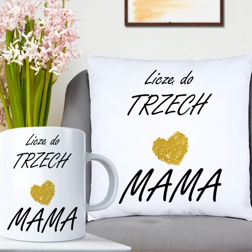 KOMPLET DLA MAMY PODUSZKA 40X40CM + KUBEK 330ml NA PREZENT DZIEŃ MATKI MAMA