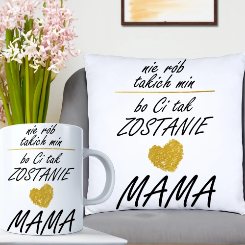 KOMPLET DLA MAMY PODUSZKA 40X40CM + KUBEK 330ml NA PREZENT DZIEŃ MATKI MAMA