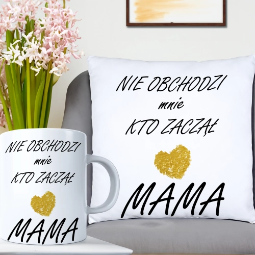KOMPLET DLA MAMY PODUSZKA 40X40CM + KUBEK 330ml NA PREZENT DZIEŃ MATKI MAMA