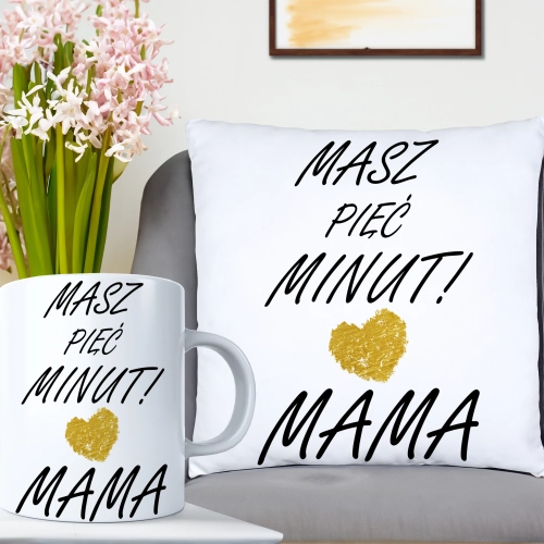 KOMPLET DLA MAMY PODUSZKA 40X40CM + KUBEK 330ml NA PREZENT DZIEŃ MATKI MAMA