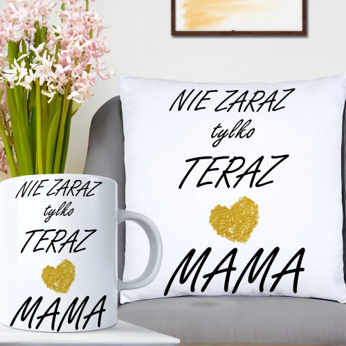 KOMPLET DLA MAMY PODUSZKA 40X40CM + KUBEK 330ml NA PREZENT DZIEŃ MATKI MAMA