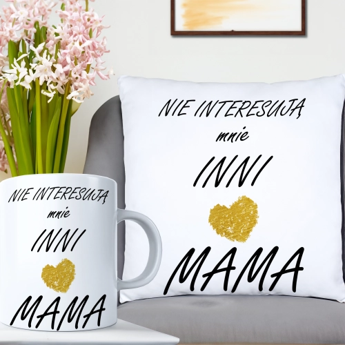 KOMPLET DLA MAMY PODUSZKA 40X40CM + KUBEK 330ml NA PREZENT DZIEŃ MATKI MAMA