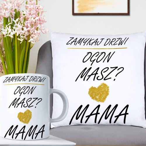 KOMPLET DLA MAMY PODUSZKA 40X40CM + KUBEK 330ml NA PREZENT DZIEŃ MATKI MAMA