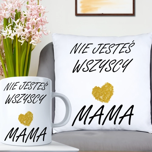 KOMPLET DLA MAMY PODUSZKA 40X40CM + KUBEK 330ml NA PREZENT DZIEŃ MATKI MAMA