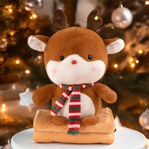 KOC Z PODUSZKĄ RENIFER PLUSZAK 3w1 MASKOTKA PODUSZKA PRZYTULANKA KOCYK