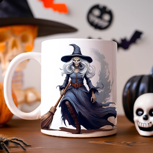 HALLOWEENOWY KUBEK 330ml NA HERBATĘ KAWĘ NA PREZENT CZARODZIEJKA WIEDŹMA CZAROWNICA