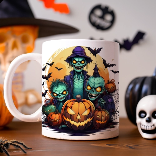 HALLOWEENOWY KUBEK 330ml NA HERBATĘ KAWĘ NA PREZENT ZOMBIE DYNIE NIETOPERZE