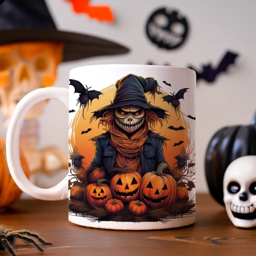 HALLOWEENOWY KUBEK 330ml NA HERBATĘ KAWĘ NA PREZENT STRACH NA WRÓBLE DYNIE NIETOPERZE
