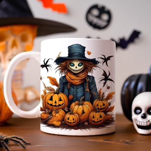 HALLOWEENOWY KUBEK 330ml NA HERBATĘ KAWĘ NA PREZENT STRACH NA WRÓBLE DYNIE NIETOPERZE
