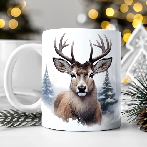 ZIMOWY KUBEK 330ml HERBATĘ KAWĘ PREZENT ŚWIĄTECZNY ŚWIĘTA RENIFER MIKOŁAJ