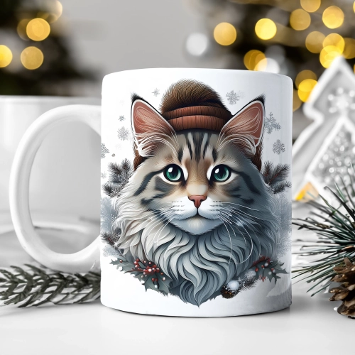 ZIMOWY KUBEK 330ml HERBATĘ KAWĘ PREZENT ŚWIĄTECZNY ŚWIĘTA RENIFER MIKOŁAJ