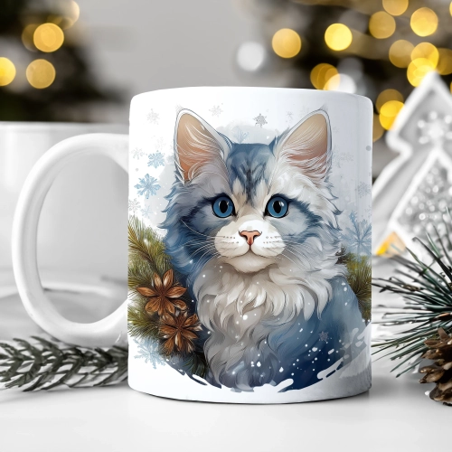 ZIMOWY KUBEK 330ml HERBATĘ KAWĘ PREZENT ŚWIĄTECZNY ŚWIĘTA RENIFER MIKOŁAJ