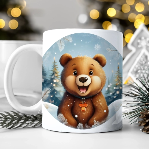 ZIMOWY KUBEK 330ml HERBATĘ KAWĘ PREZENT ŚWIĄTECZNY ŚWIĘTA RENIFER MIKOŁAJ