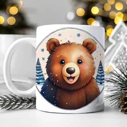 ZIMOWY KUBEK 330ml HERBATĘ KAWĘ PREZENT ŚWIĄTECZNY ŚWIĘTA RENIFER MIKOŁAJ