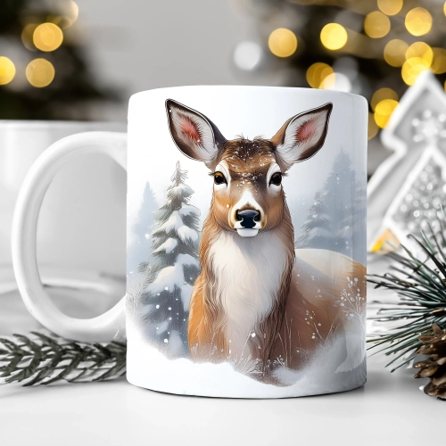 ZIMOWY KUBEK 330ml HERBATĘ KAWĘ PREZENT ŚWIĄTECZNY ŚWIĘTA RENIFER MIKOŁAJ