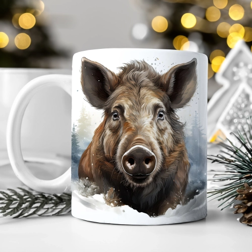 ZIMOWY KUBEK 330ml HERBATĘ KAWĘ PREZENT ŚWIĄTECZNY ŚWIĘTA RENIFER MIKOŁAJ