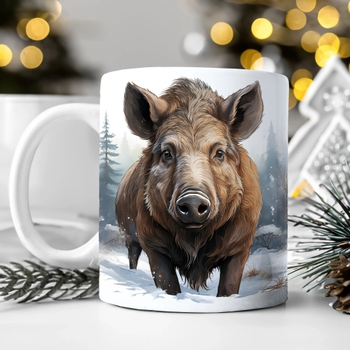 ZIMOWY KUBEK 330ml HERBATĘ KAWĘ PREZENT ŚWIĄTECZNY ŚWIĘTA RENIFER MIKOŁAJ