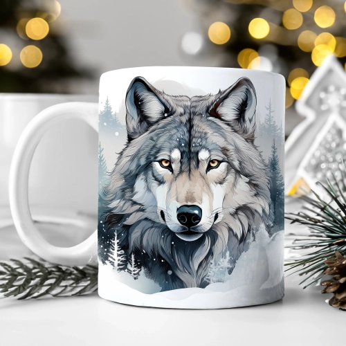 ZIMOWY KUBEK 330ml HERBATĘ KAWĘ PREZENT ŚWIĄTECZNY ŚWIĘTA RENIFER MIKOŁAJ