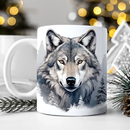 ZIMOWY KUBEK 330ml HERBATĘ KAWĘ PREZENT ŚWIĄTECZNY ŚWIĘTA RENIFER MIKOŁAJ