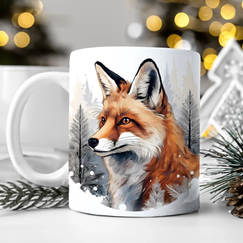 ZIMOWY KUBEK 330ml HERBATĘ KAWĘ PREZENT ŚWIĄTECZNY ŚWIĘTA RENIFER MIKOŁAJ