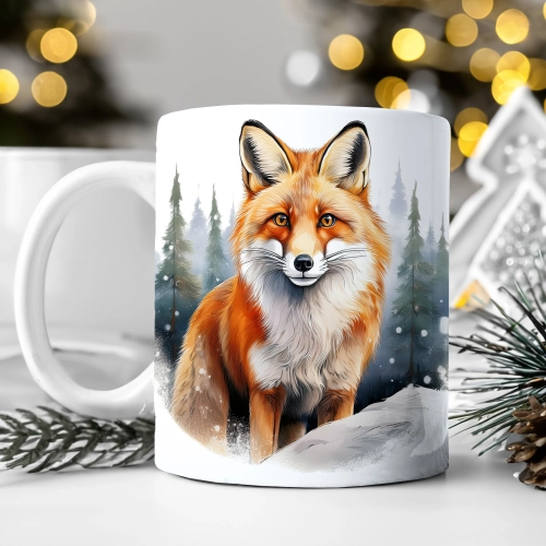 ZIMOWY KUBEK 330ml HERBATĘ KAWĘ PREZENT ŚWIĄTECZNY ŚWIĘTA RENIFER MIKOŁAJ