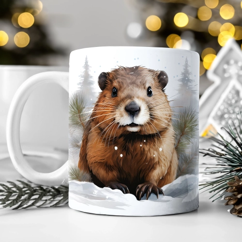 ZIMOWY KUBEK 330ml HERBATĘ KAWĘ PREZENT ŚWIĄTECZNY ŚWIĘTA RENIFER MIKOŁAJ