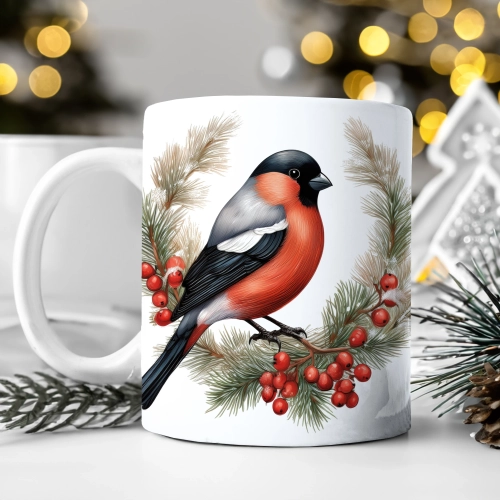 ZIMOWY KUBEK 330ml HERBATĘ KAWĘ PREZENT ŚWIĄTECZNY ŚWIĘTA RENIFER MIKOŁAJ